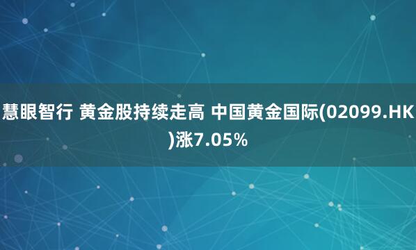 慧眼智行 黄金股持续走高 中国黄金国际(02099.HK)涨7.05%