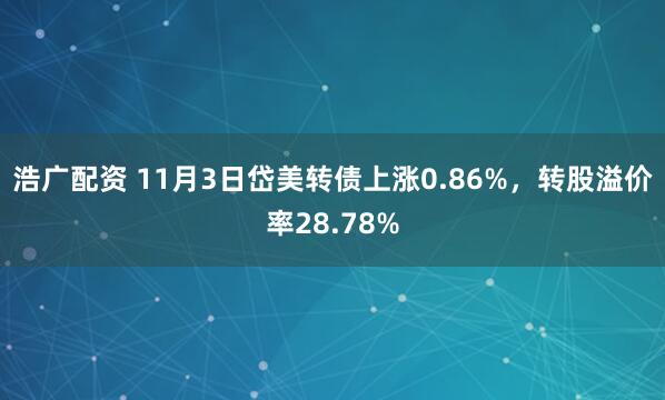 浩广配资 11月3日岱美转债上涨0.86%，转股溢价率28.78%