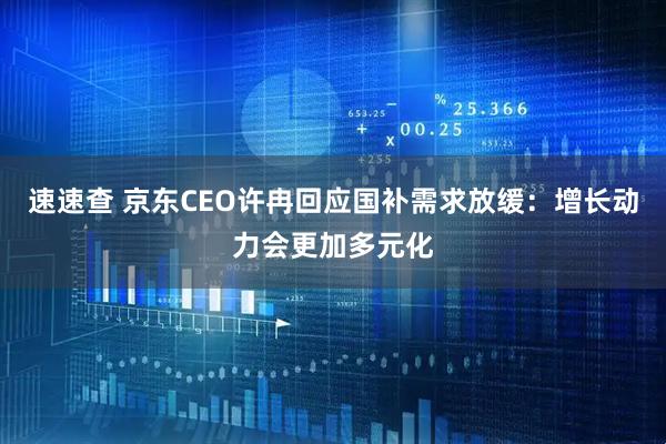 速速查 京东CEO许冉回应国补需求放缓：增长动力会更加多元化